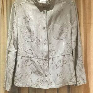 Giorgio Armani Collezioni Women Jacket Sz 12 Snap
Down 4 Pockets Floral Patern